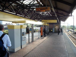 Looking along the platform for trams to Manchester towards the exit
