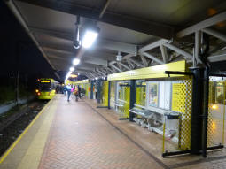 The platform for trams via Trafford Bar or Pomona