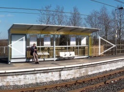 Panorama of the platform for trams to Manchester