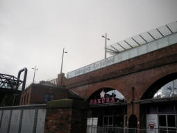 Looking up to the station from Whitworth Street West
