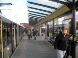 Looking along the side of the island platform only for trams via St. Peter's Square