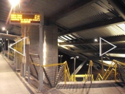 The platform for trams to Oldham Mumps with the exit stairs