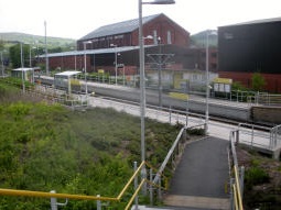 Approaching the platform for trams to Manchester