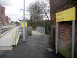 Looking up to the platform for trams to Rochdale
