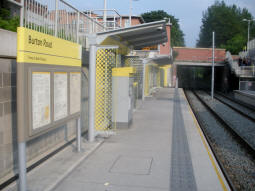Looking along the platform for trams to East Didsbury