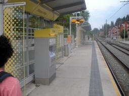 Looking along the platform for trams to East Didsbury