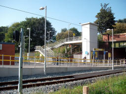 The lift and stairs to Kingsway from the foot- and cycle-way that runs alongside the tramline
