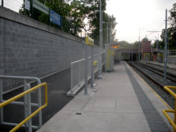 Looking along the platform for trams to Manchester