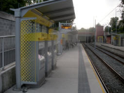 Looking along the platform for trams to Manchester