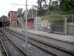 The platform for trams to East Didsbury from the other platform