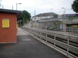 Approaching the platform for trams to East Didsbury from the lift and stairs